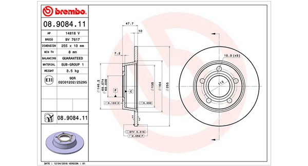 MAGNETI MARELLI Bremseskive 360406013001 fuld 255mm 10mm for AUDI