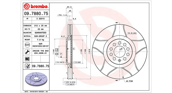 MAGNETI MARELLI Bremseskive 360406013105 ventileret 312mm 25mm for VW