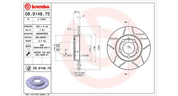 MAGNETI MARELLI Bremseskive 360406013205 239mm 9mm for VW