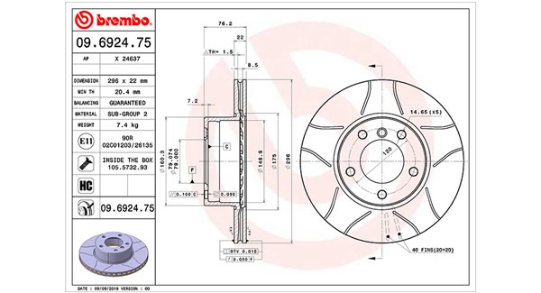 MAGNETI MARELLI Bremseskive 360406016305 ventileret 296mm 22mm for BMW