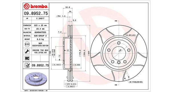 MAGNETI MARELLI Bremseskive 360406017105 ventileret 325mm 25mm for BMW
