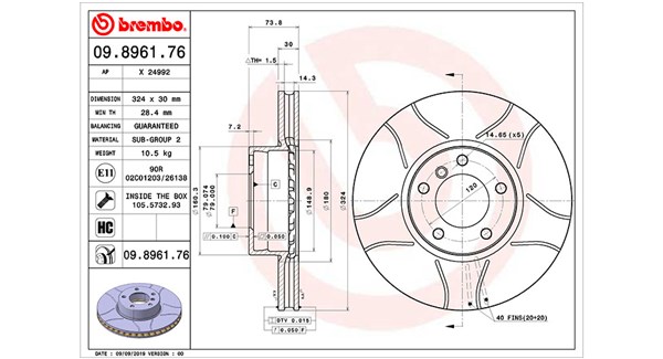 MAGNETI MARELLI Bremseskive 360406017205 ventileret 324mm 30mm for BMW