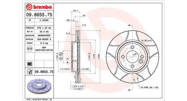 MAGNETI MARELLI Bremseskive 360406017405 ventileret 276mm 22mm for MINI