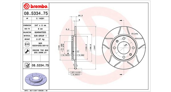 MAGNETI MARELLI Bremseskive 360406018305 247mm 8mm for CITROËN PEUGEOT