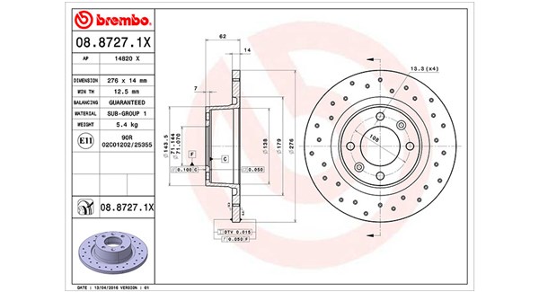 MAGNETI MARELLI Bremseskive 360406018802 276mm 14mm for CITROËN