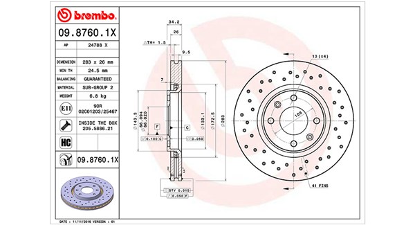 MAGNETI MARELLI Bremseskive 360406018902 283mm 26mm for PEUGEOT OPEL