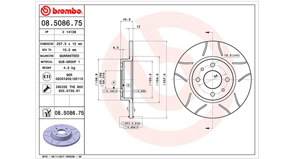MAGNETI MARELLI Bremseskive 360406021805 257mm 12mm for FIAT LANCIA ALFA ROMEO