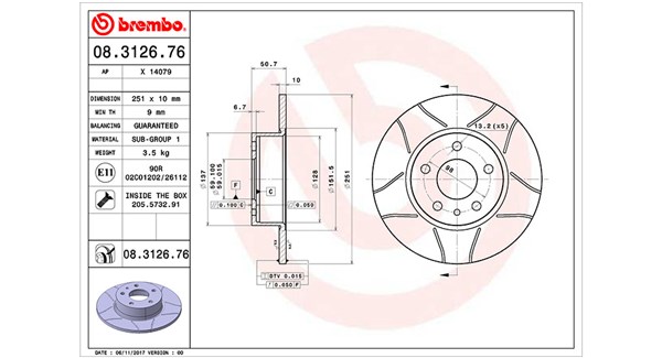 MAGNETI MARELLI Bremseskive 360406021105 251mm 10mm for LANCIA ALFA ROMEO FIAT
