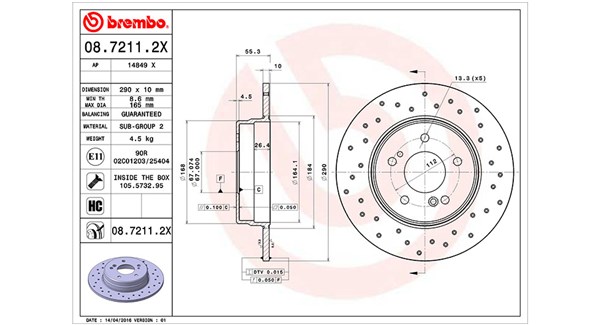 MAGNETI MARELLI Bremseskive 360406032002 fuld 290mm 10mm for MERCEDES-BENZ