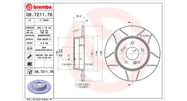 MAGNETI MARELLI Bremseskive 360406032005 lukket 290mm 10mm for MERCEDES-BENZ