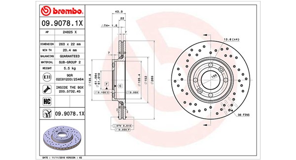 MAGNETI MARELLI Bremseskive 360406036602 260mm 22mm for NISSAN DACIA
