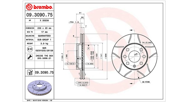 MAGNETI MARELLI Bremseskive 360406037305 236mm 20mm for PONTIAC DAEWOO