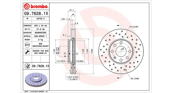 MAGNETI MARELLI Bremseskive 360406038702 256mm 24mm for OPEL VAUXHALL