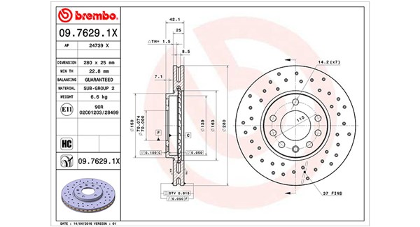 MAGNETI MARELLI Bremseskive 360406038802 perforeret 280mm 25mm for OPEL VAUXHALL