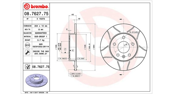MAGNETI MARELLI Bremseskive 360406039005 264mm 10mm for OPEL VAUXHALL