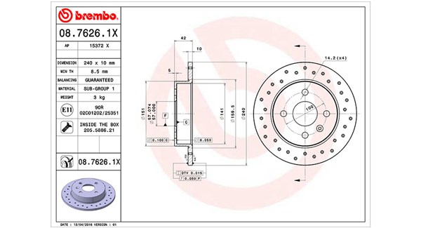 MAGNETI MARELLI Bremseskive 360406038902 240mm 10mm for OPEL VAUXHALL