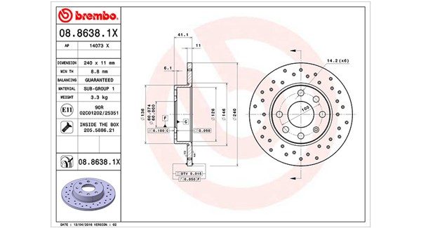 MAGNETI MARELLI Bremseskive 360406039202 240mm 11mm for OPEL VAUXHALL