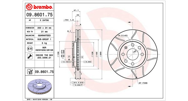 MAGNETI MARELLI Bremseskive 360406039505 260mm 24mm for OPEL VAUXHALL