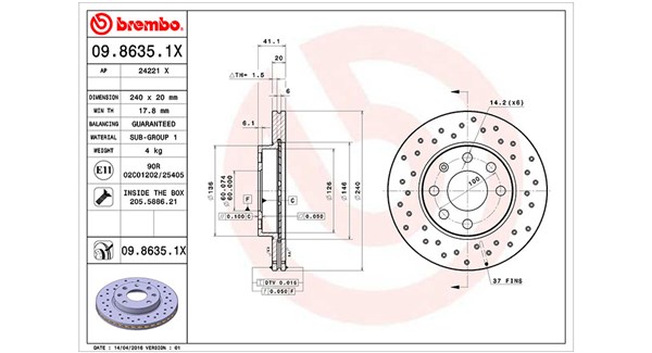 MAGNETI MARELLI Bremseskive 360406039302 240mm 20mm for OPEL VAUXHALL
