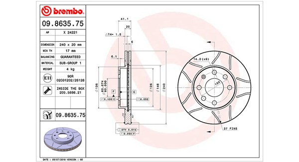 MAGNETI MARELLI Bremseskive 360406039305 240mm 20mm for OPEL VAUXHALL