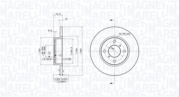 MAGNETI MARELLI Bremseskive 360406039401 247mm 12mm for OPEL VAUXHALL SUZUKI