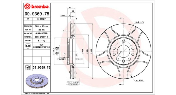 MAGNETI MARELLI Bremseskive 360406039705 308mm 25mm for OPEL SAAB VAUXHALL