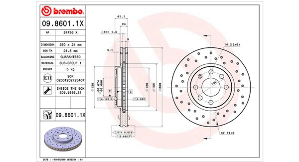 MAGNETI MARELLI Bremseskive 360406039502 260mm 24mm for OPEL VAUXHALL