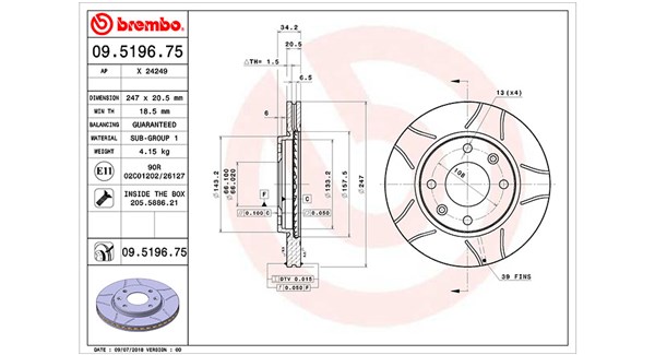 MAGNETI MARELLI Bremseskive 360406040505 247mm 20mm for PEUGEOT CITROËN