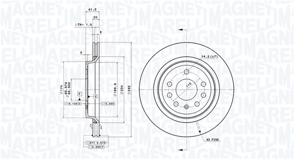 MAGNETI MARELLI Bremseskive 360406040101 ventileret 292mm 20mm for OPEL VAUXHALL SAAB FIAT