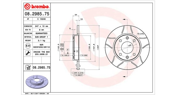 MAGNETI MARELLI Bremseskive 360406040405 247mm 10mm for CITROËN PEUGEOT