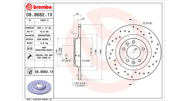 MAGNETI MARELLI Bremseskive 360406041502 290mm 12mm for CITROËN PEUGEOT