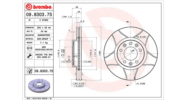 MAGNETI MARELLI Bremseskive 360406041405 283mm 26mm for CITROËN PEUGEOT