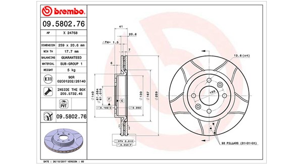 MAGNETI MARELLI Bremseskive 360406043105 259mm 21mm for NISSAN DACIA RENAULT