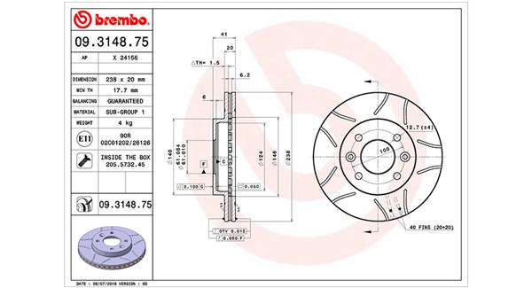 MAGNETI MARELLI Bremseskive 360406042405 238mm 20mm for NISSAN RENAULT