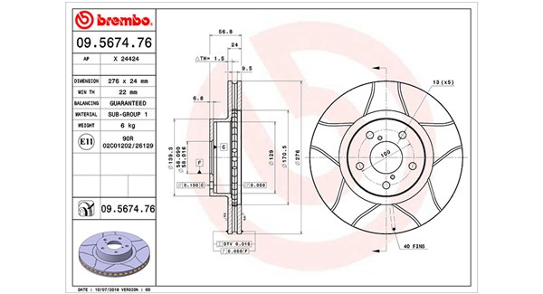 MAGNETI MARELLI Bremseskive 360406045405 276mm 24mm for SUBARU TOYOTA