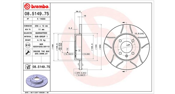 MAGNETI MARELLI Bremseskive 360406048205 256mm 13mm for VW