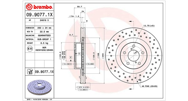 MAGNETI MARELLI Bremseskive 360406045502 293mm 24mm for SUBARU