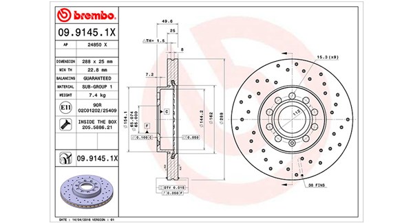 MAGNETI MARELLI Bremseskive 360406050502 288mm 25mm for VW AUDI (FAW) VW (FAW) SKODA (SVW)