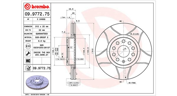 MAGNETI MARELLI Bremseskive 360406050605 lukket 312mm 25mm for VW VW (FAW) SKODA (SVW)