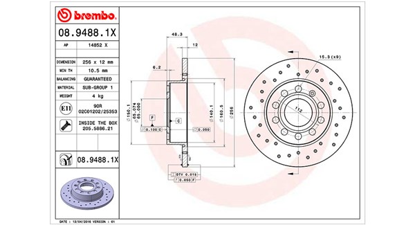 MAGNETI MARELLI Bremseskive 360406050802 256mm 12mm for VW VW (FAW) SKODA (SVW)