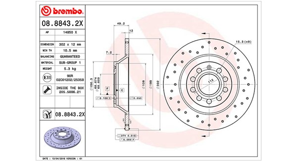 MAGNETI MARELLI Bremseskive 360406054602 302mm 12mm for AUDI