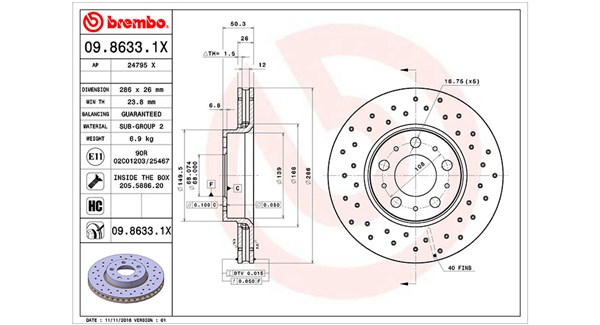 MAGNETI MARELLI Bremseskive 360406052102 286mm 26mm for VOLVO