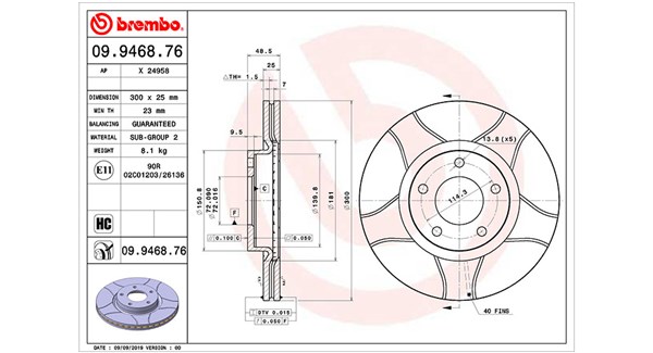 MAGNETI MARELLI Bremseskive 360406056805 lukket 300mm 25mm for MAZDA