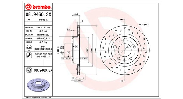 MAGNETI MARELLI Bremseskive 360406056002 264mm 10mm for OPEL VAUXHALL