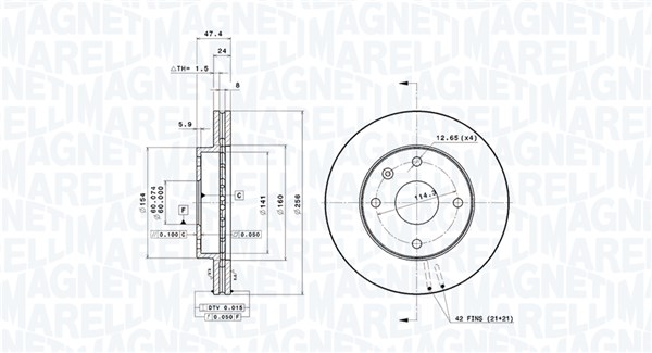 MAGNETI MARELLI Bremseskive 360406057001 256mm 24mm for BUICK (SGM) DAEWOO