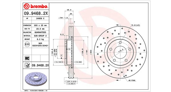 MAGNETI MARELLI Bremseskive 360406056802 perforeret 300mm 25mm for MAZDA