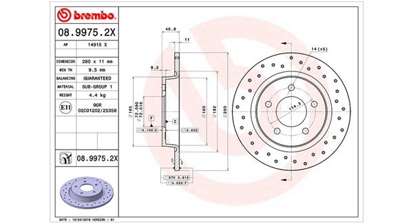 MAGNETI MARELLI Bremseskive 360406059702 280mm 11mm for MAZDA
