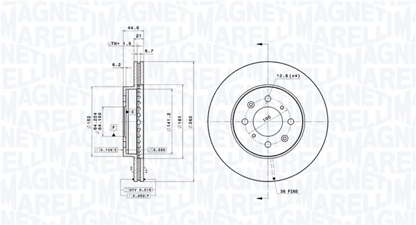 MAGNETI MARELLI Bremseskive 360406059801 ventileret 262mm 21mm for HONDA