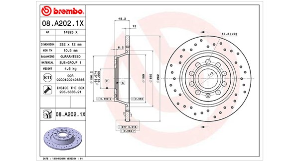 MAGNETI MARELLI Bremseskive 360406060802 282mm 12mm for VW SKODA VW (FAW)
