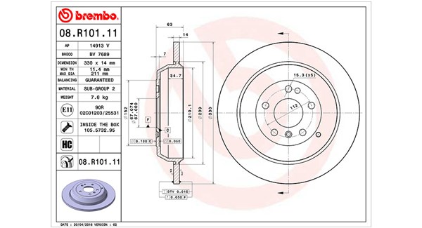 MAGNETI MARELLI Bremseskive 360406062101 fuld 330mm 14mm for MERCEDES-BENZ